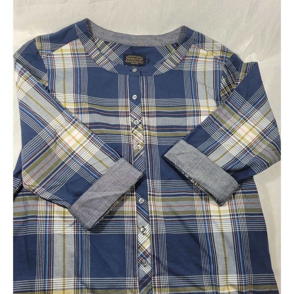 Pendleton Woolen Mills Women's Plaid Tartan 3/4 Sleeve Tunic Shirt Dress - M